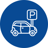 Ample free parking lots